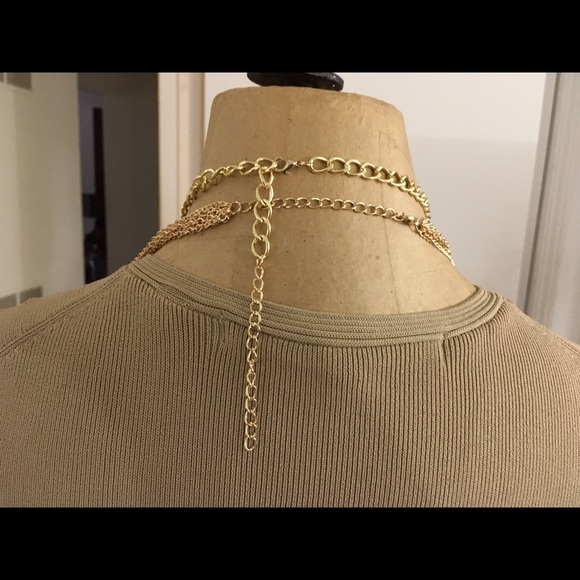 Facetted Clear Glass Beaded Multi Strand All Over Body Chain Goldplated - Picture 12 of 13